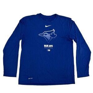 Toronto Blue Jays Shirt Mens L Blue Nike Dri-Fit Long Sleeve MLB Baseball